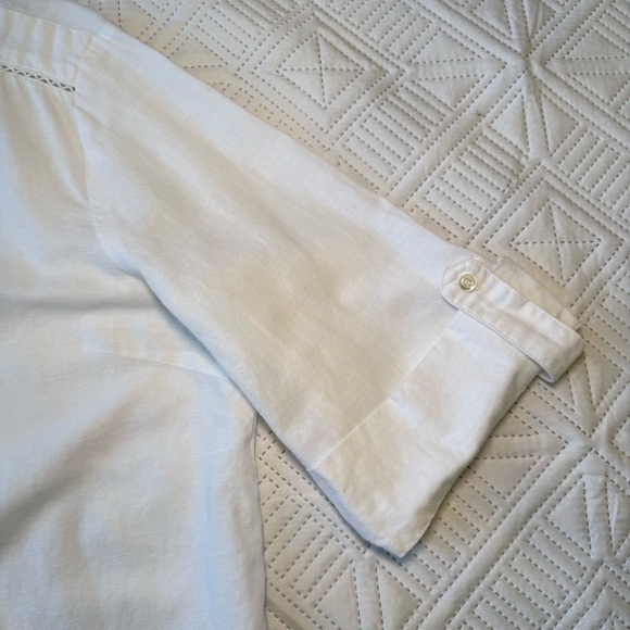 McLaughlin Riviera Linen Blend White Blouse Top Size XL - Picture 7 of 9
